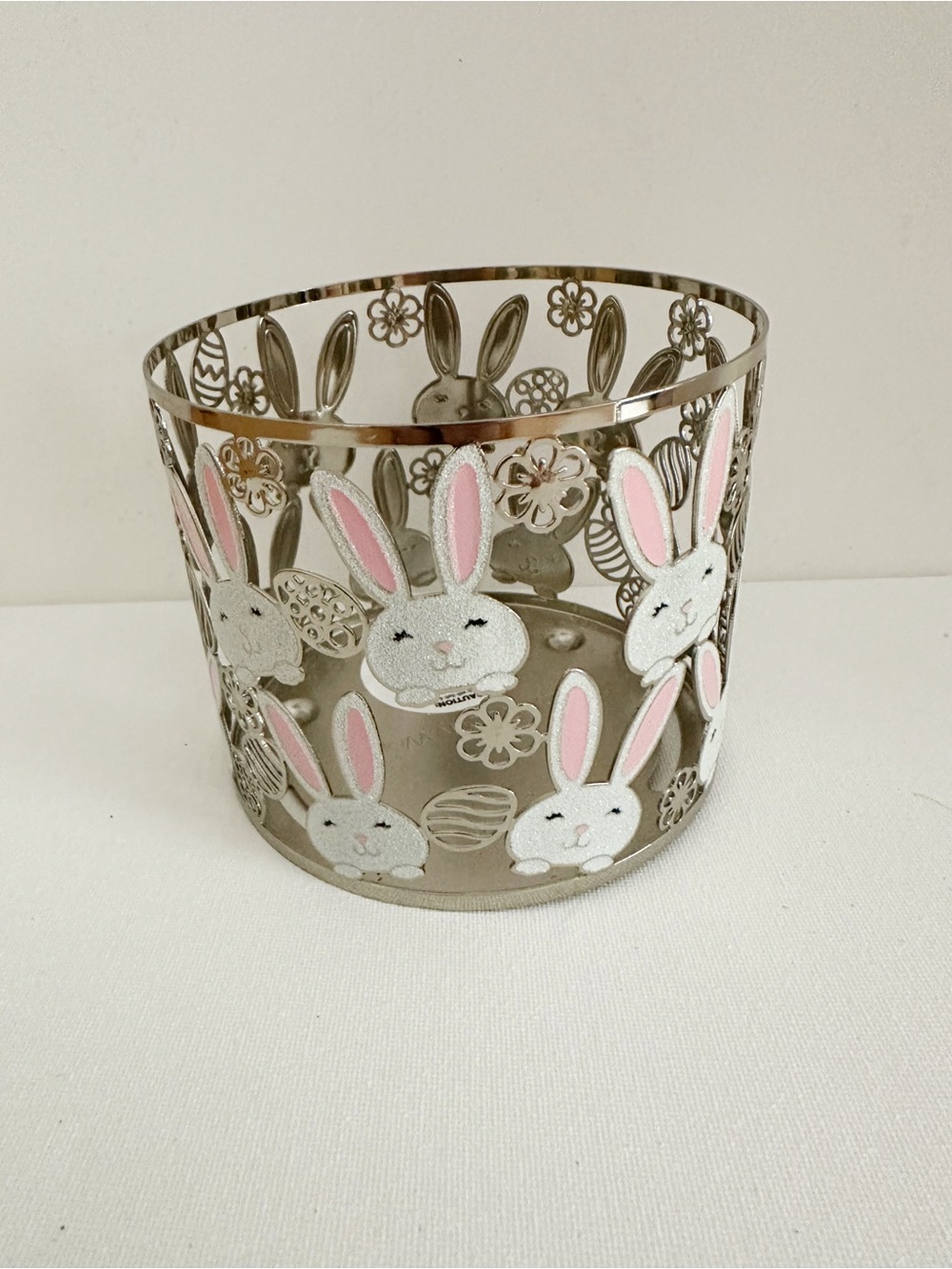 Bath & Body Works Bunny With Flowers Easter 3 Wick Candle Holder